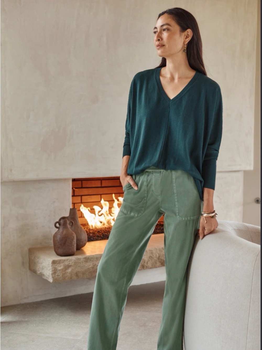 J. Jill Straight-Leg Jeans in Moss Green